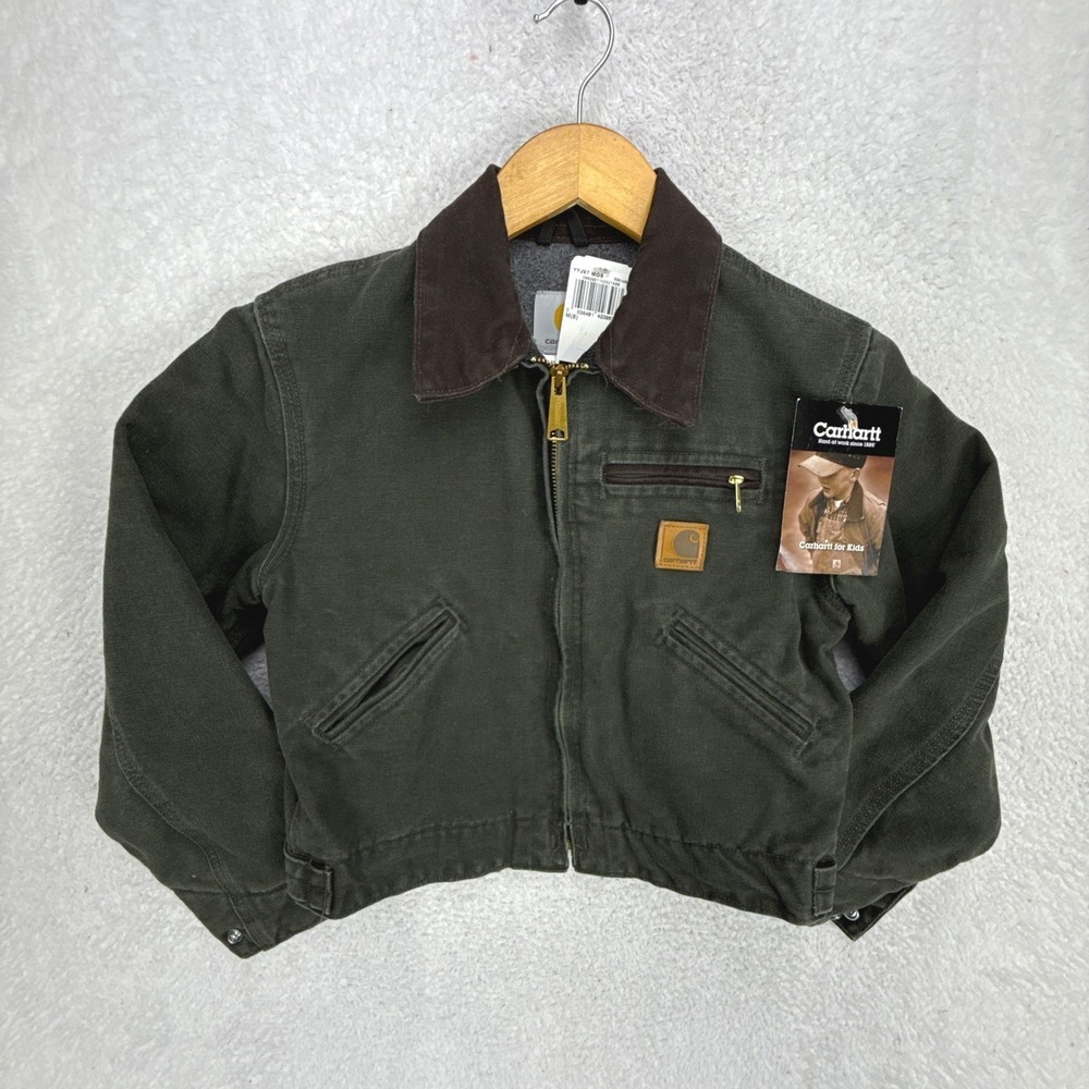 Carhartt Detroit Jacket Fleece Lined Youth Medium (8) YYJ97 MOS Green NWT NOS